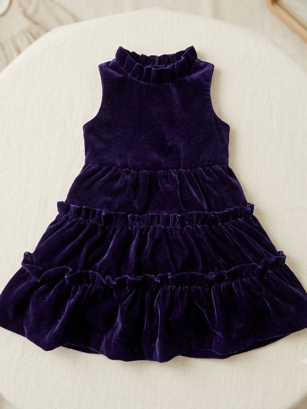 Janie and Jack Velvet Tiered Dress in Deep Blue
